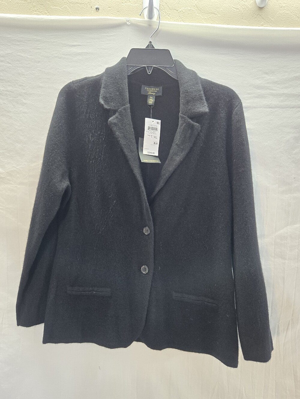 Charter Club Women's XLP Black 100% Cashmere Button Cardigan Sweater New